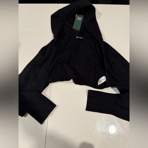Wild fable black cropped hooded top sz xxs nwt